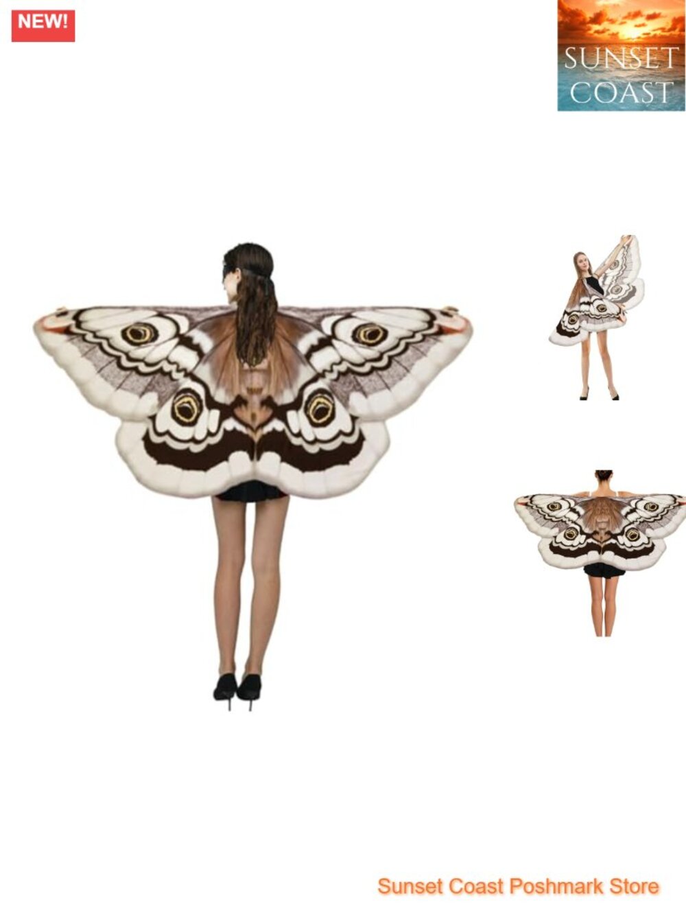 Fairy Wings Cape with Mask Halloween Moth Costume Accessory Set